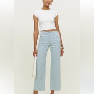 Reformation Cowboy High Rise Wide Leg Jeans Powder Blue